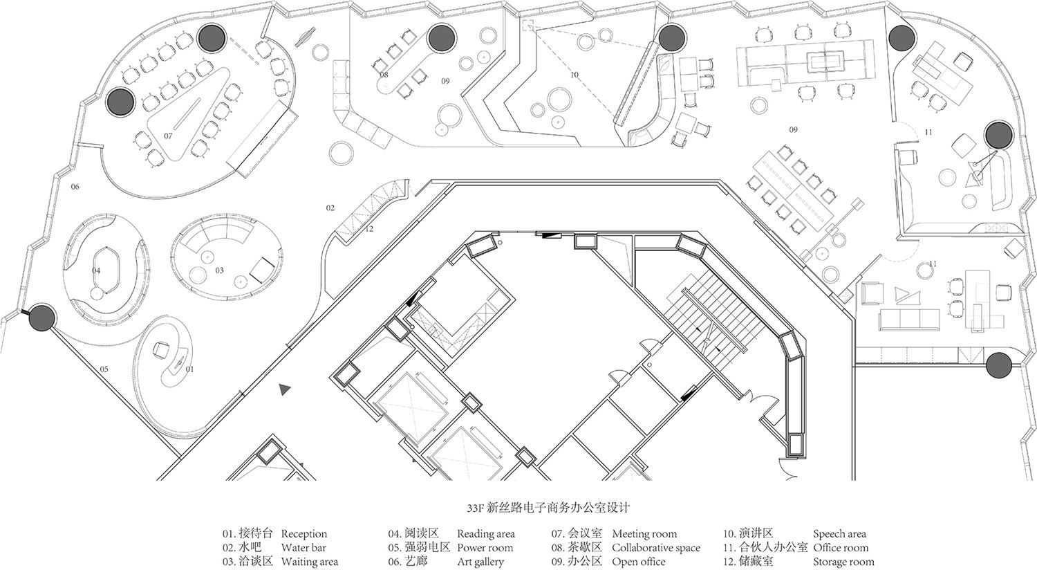 科技时尚办公室装修设计平面图,办公室设计平面图